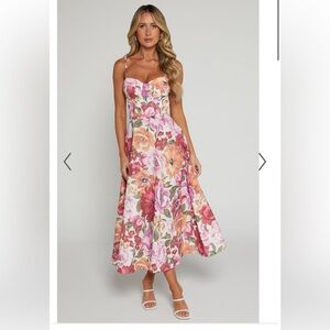 Showpo ROBERTSON MIDI DRESS - STRAPPY SWEETHEART BUSTIER FLARE DRESS | XL